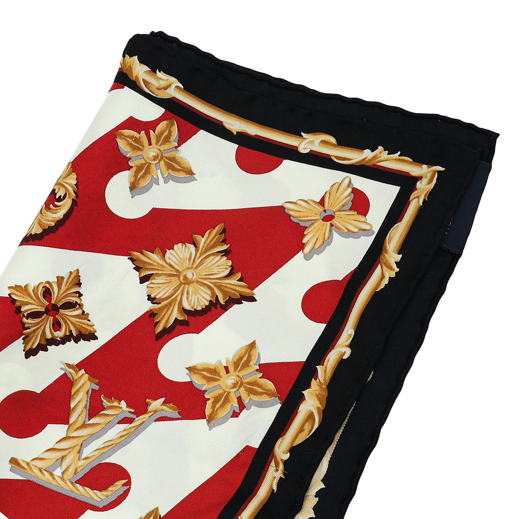 Louis Vuitton Red Multicolor Precious Little V Square Silk Scarf