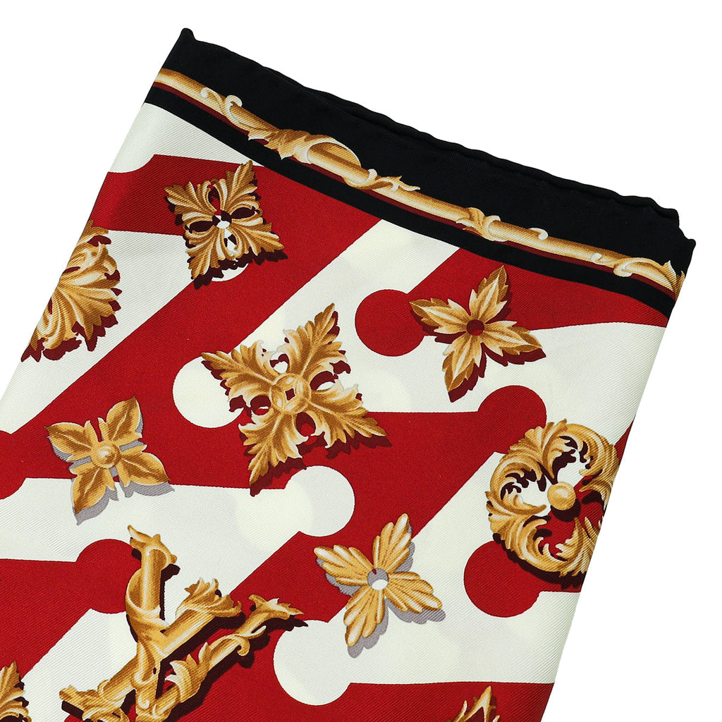 Louis Vuitton Red Multicolor Precious Little V Square Silk Scarf