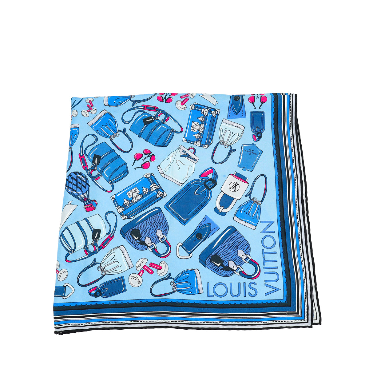 Louis Vuitton Blue Bags Print Silk Square Scarf