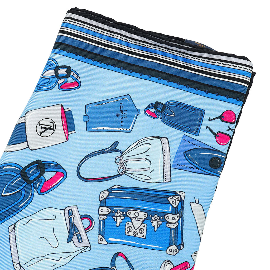 Louis Vuitton Blue Bags Print Silk Square Scarf