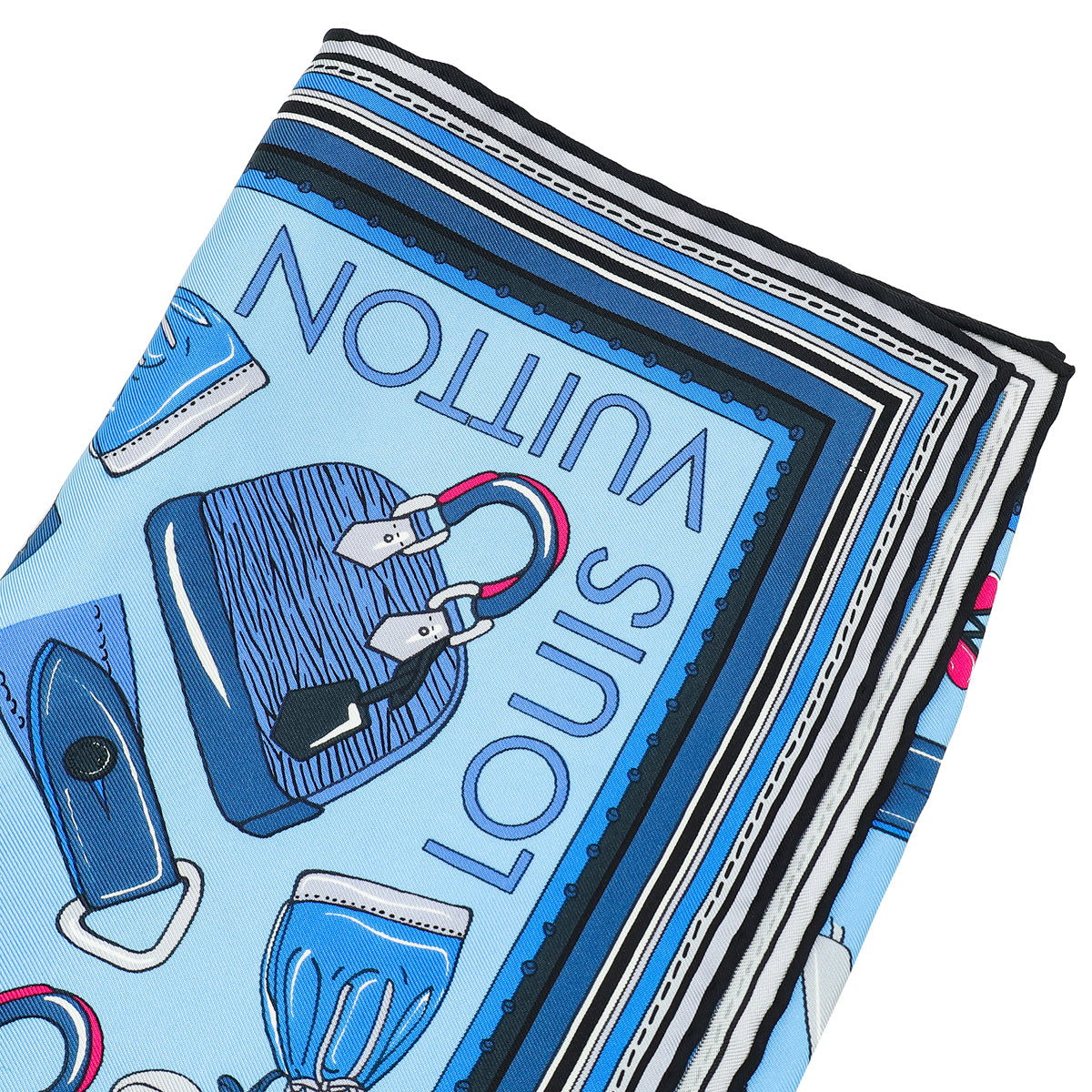 Louis Vuitton Blue Bags Print Silk Square Scarf