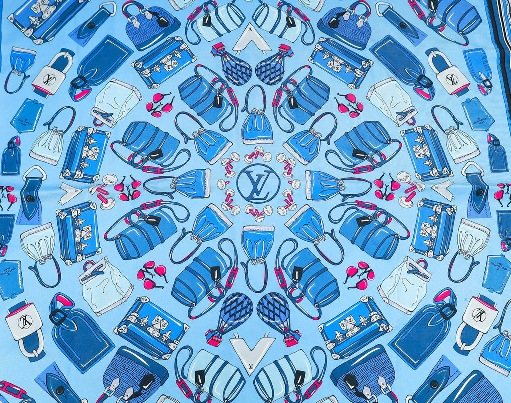 Louis Vuitton Blue Bags Print Silk Square Scarf