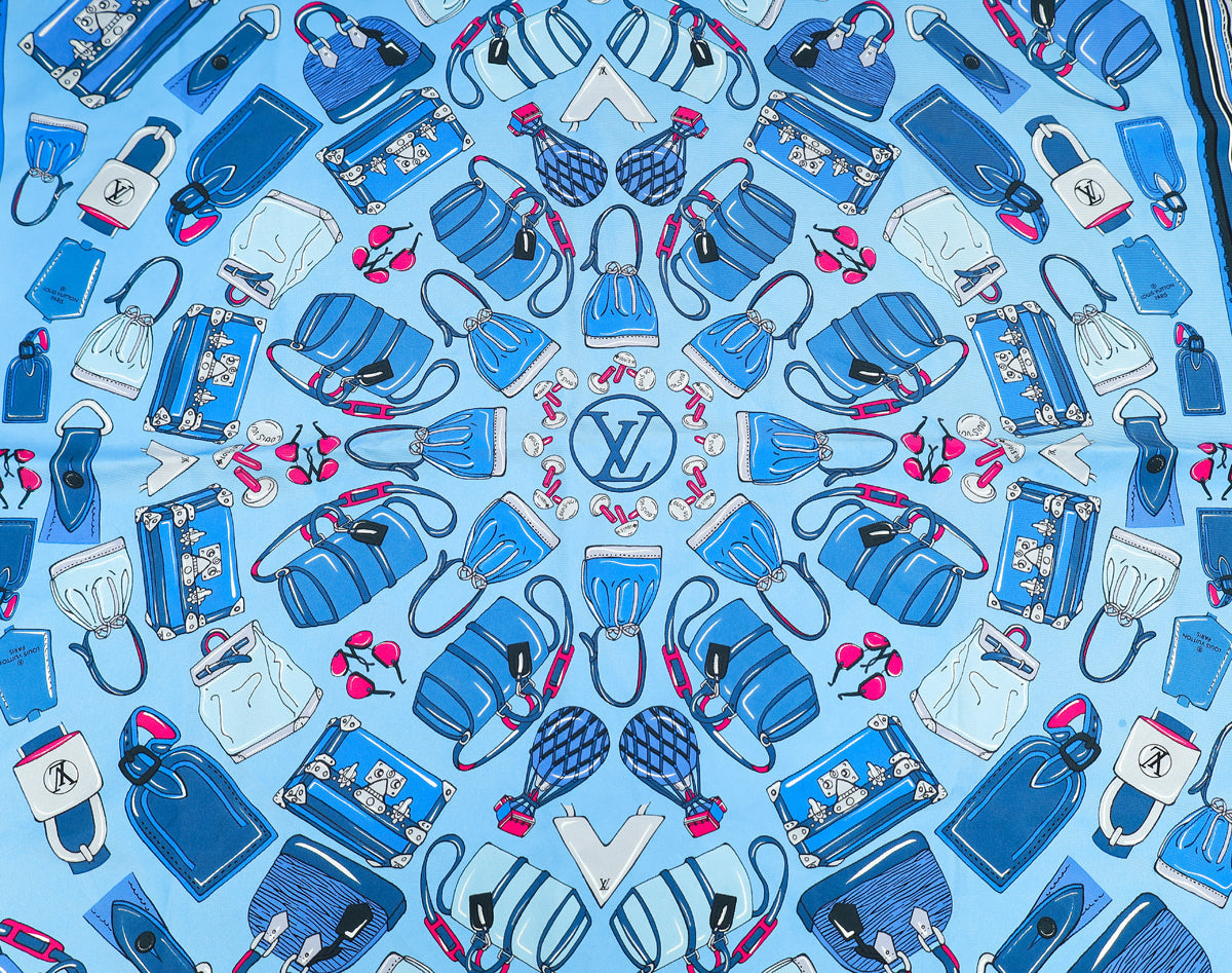 Louis Vuitton Blue Bags Print Silk Square Scarf