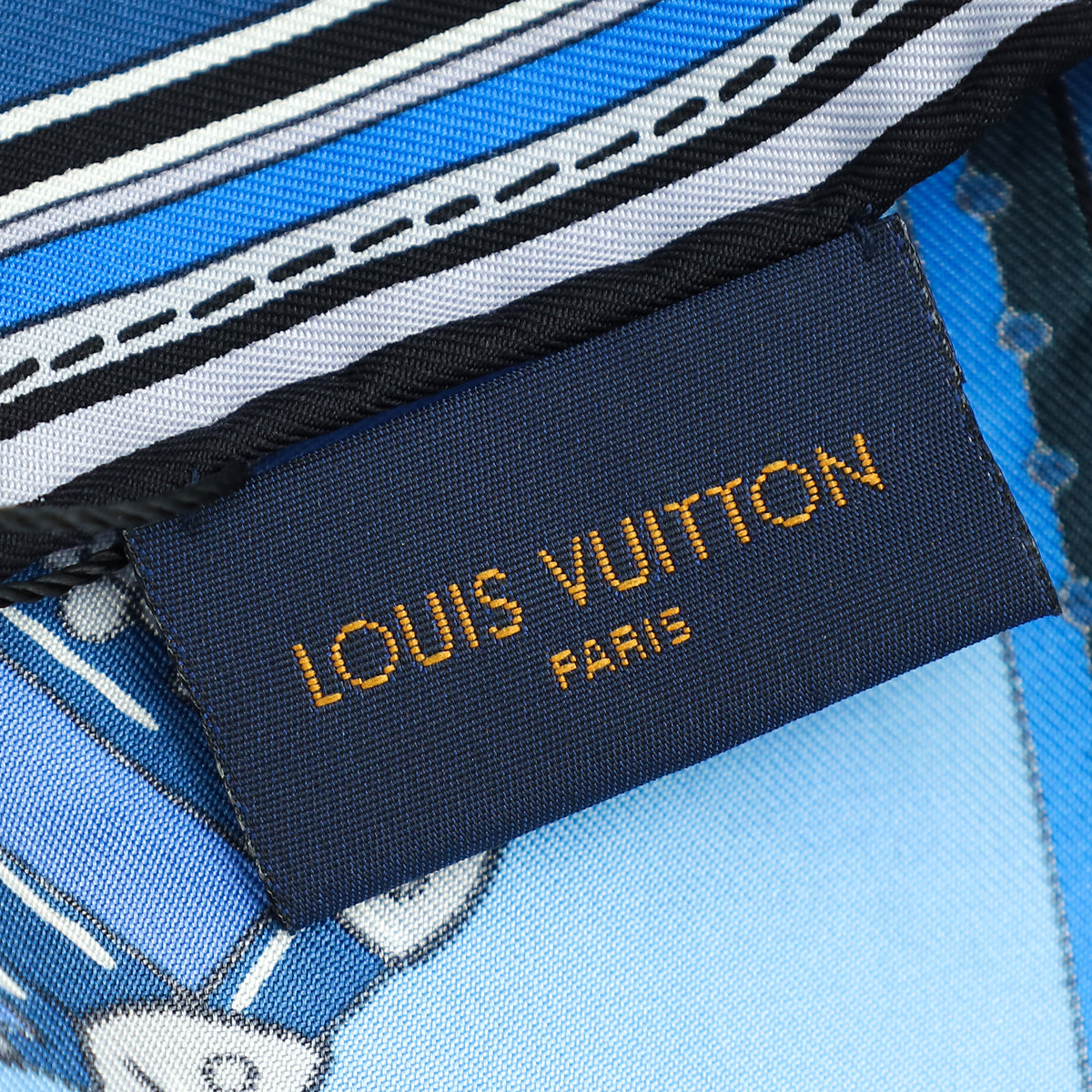 Louis Vuitton Blue Bags Print Silk Square Scarf