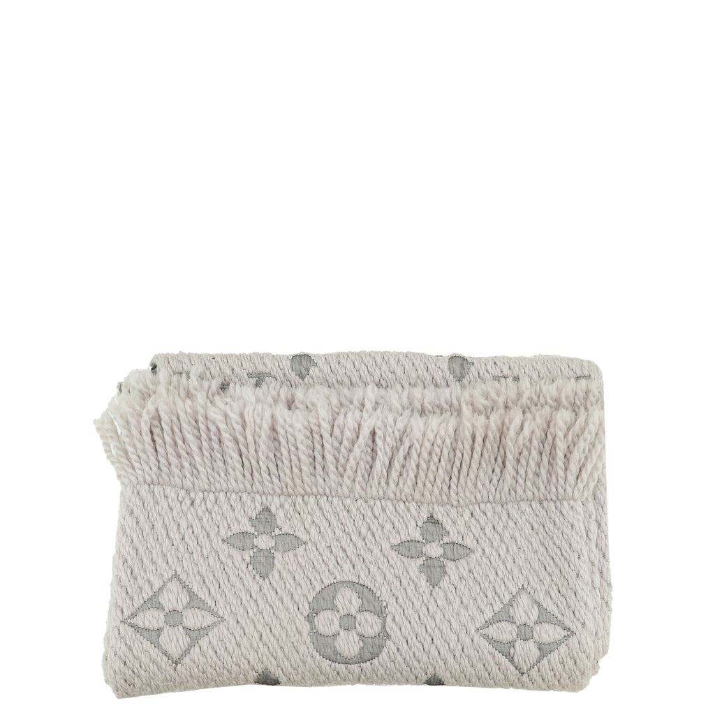 Louis Vuitton Grey Monogram Logomania Wool Silk Scarf