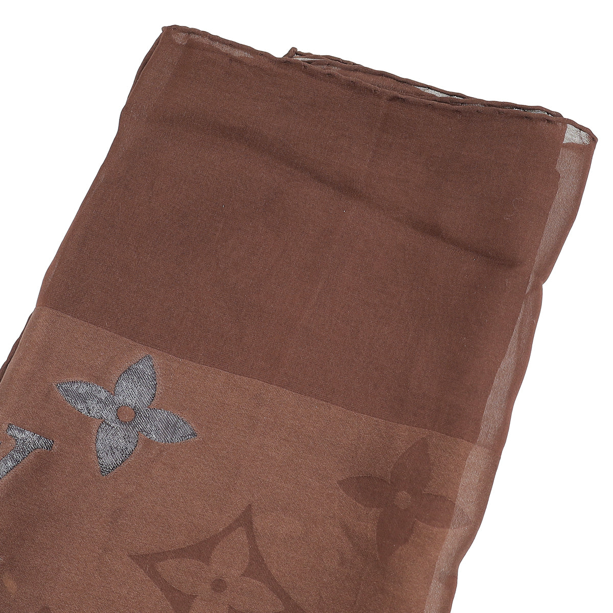 Louis Vuitton Brown Monogram Silk Stole Long Scarf