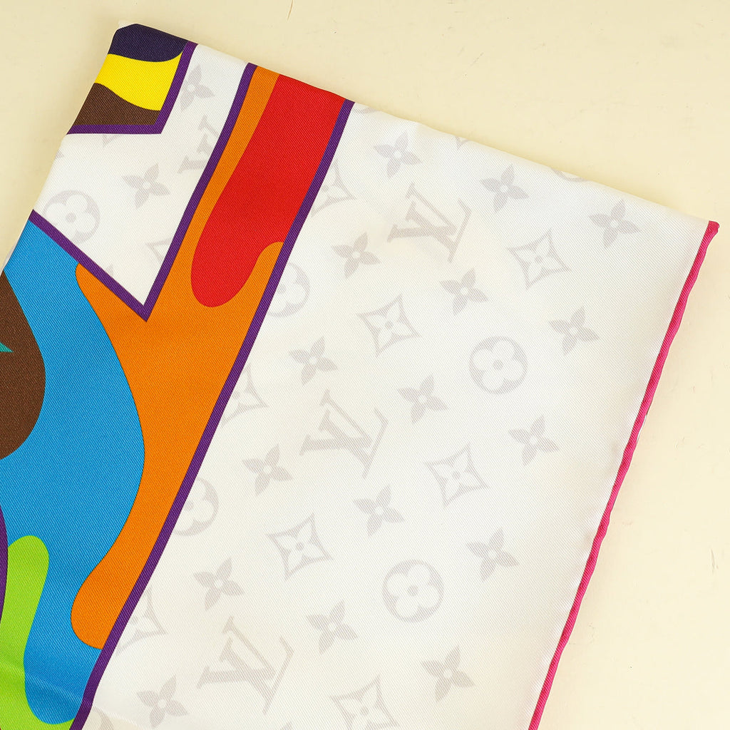 Louis Vuitton White Multicolor x Takashi Murakami Monogram Superflat Square 90
