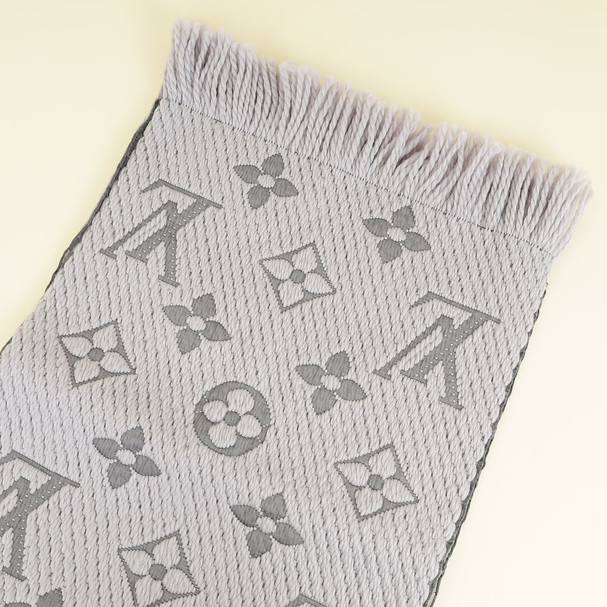 Louis Vuitton Grey Monogram Logomania Wool Silk Scarf