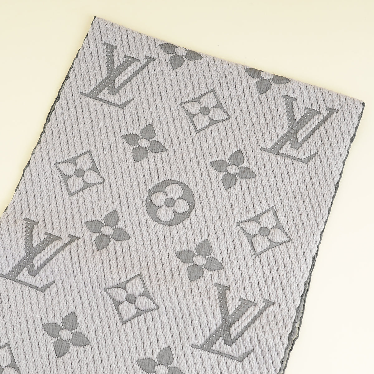 Louis Vuitton Grey Monogram Logomania Wool Silk Scarf