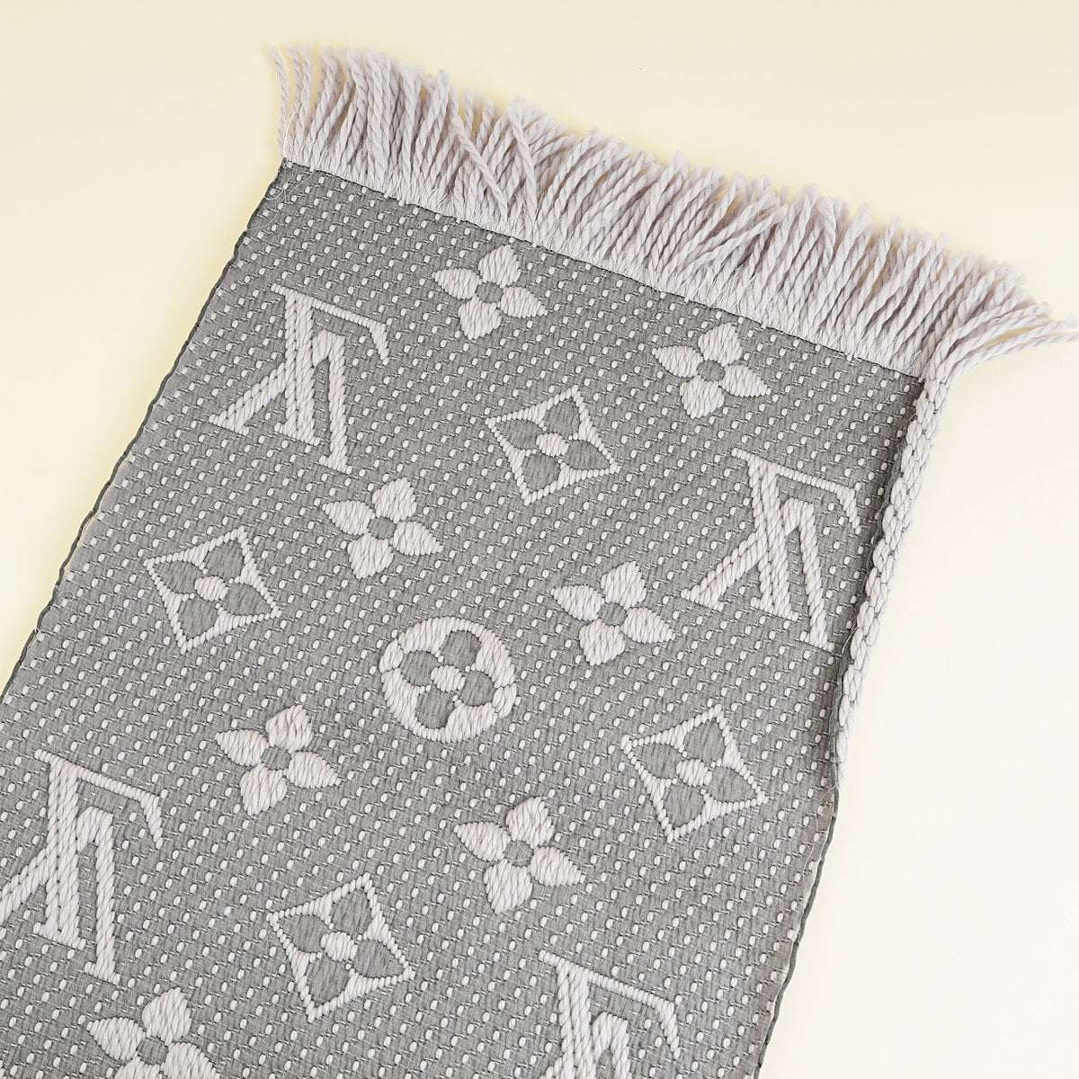 Louis Vuitton Grey Monogram Logomania Wool Silk Scarf