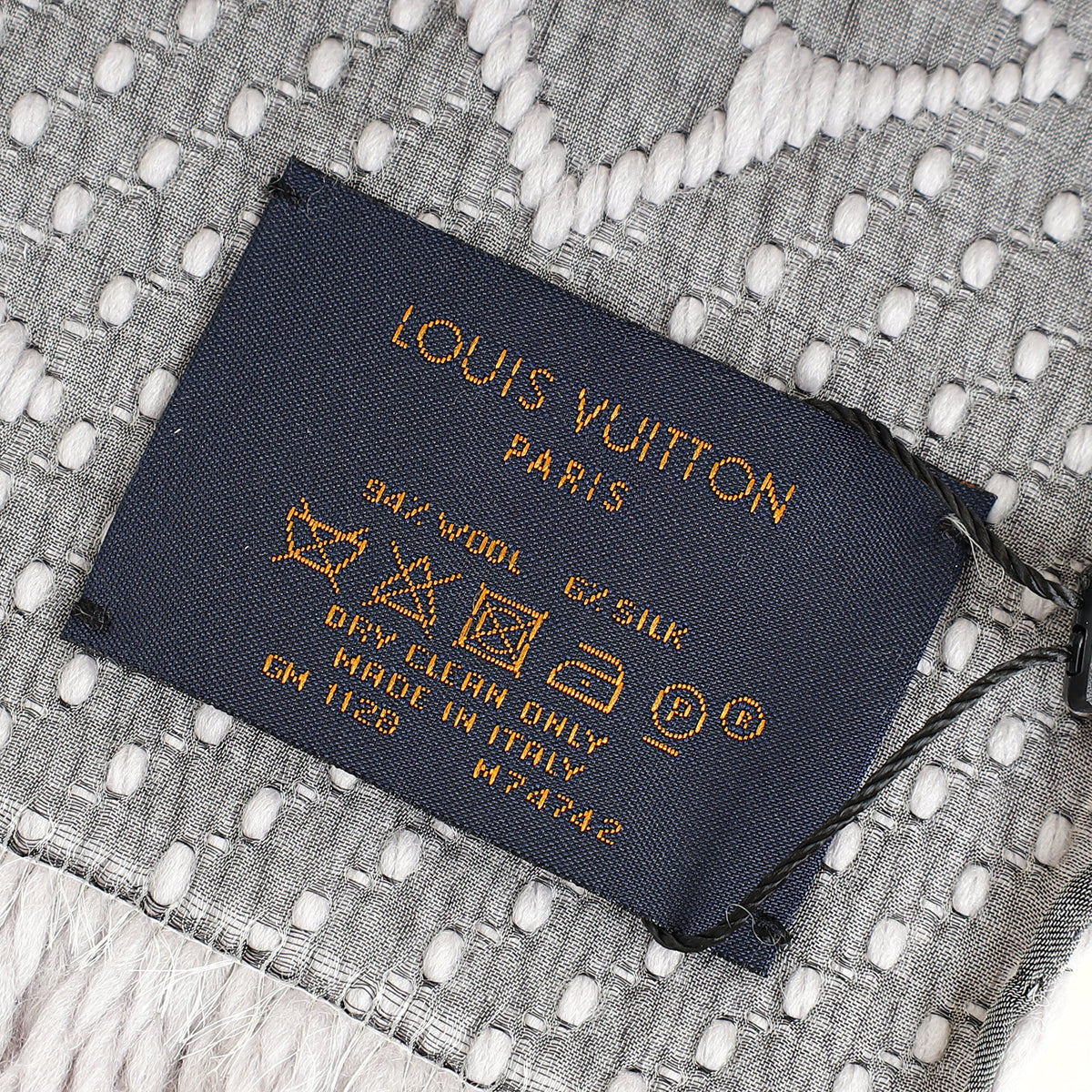 Louis Vuitton Grey Monogram Logomania Wool Silk Scarf
