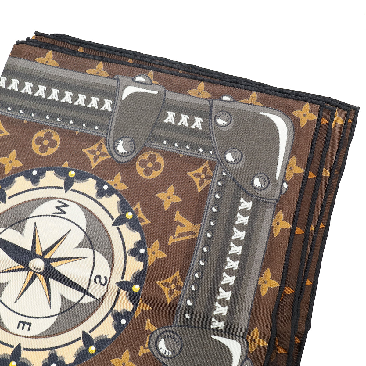 Louis Vuitton Brown Multicolor Silk Monogram LV World Square Scarf
