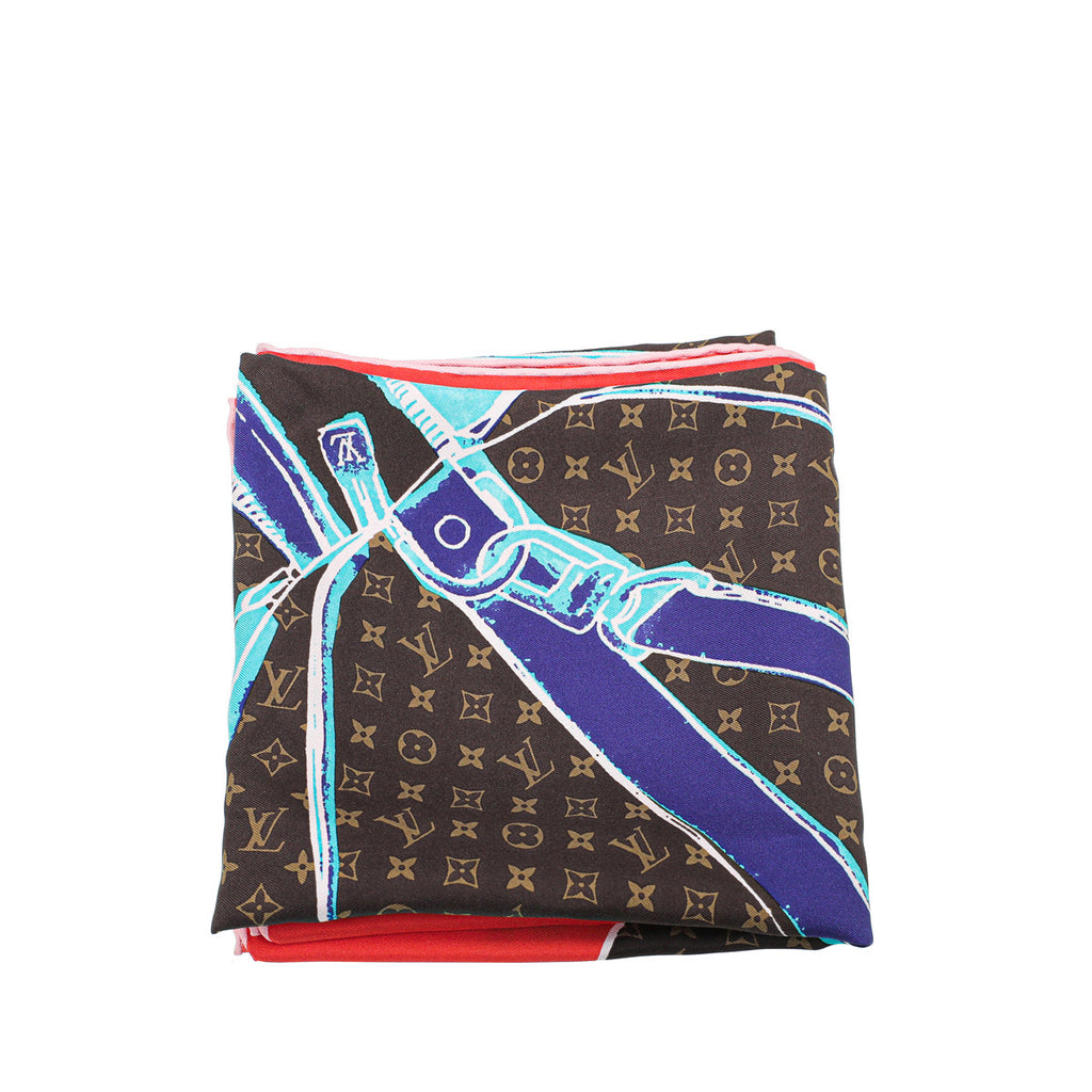 Louis Vuitton Red Monogram Keepall Silk Square Scarf