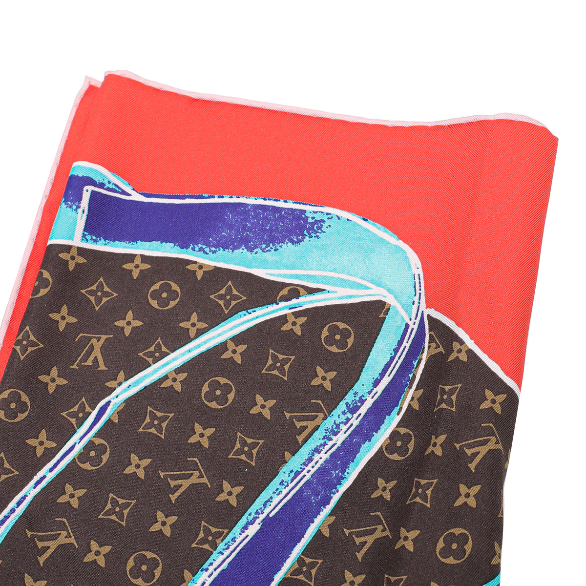 Louis Vuitton Red Monogram Keepall Silk Square Scarf