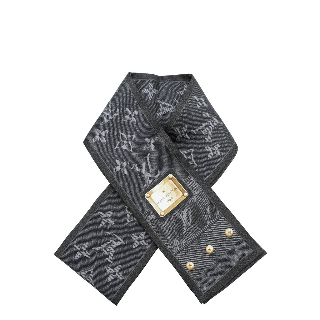 Louis Vuitton Dard Grey New Denim Bandeau Scarf