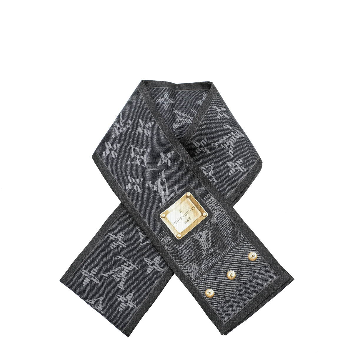 Louis Vuitton Dard Grey New Denim Bandeau Scarf