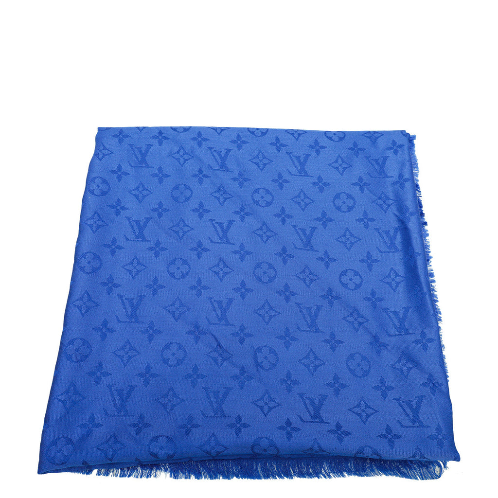 Louis Vuitton Electric Blue Monogram Classic Wool Silk Shawl