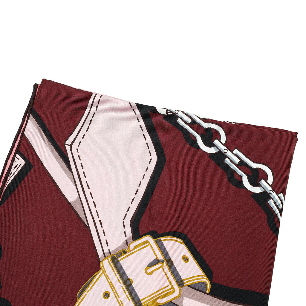 Louis Vuitton Burgundy Multicolor Belt Chain Handle Print Square Scarf