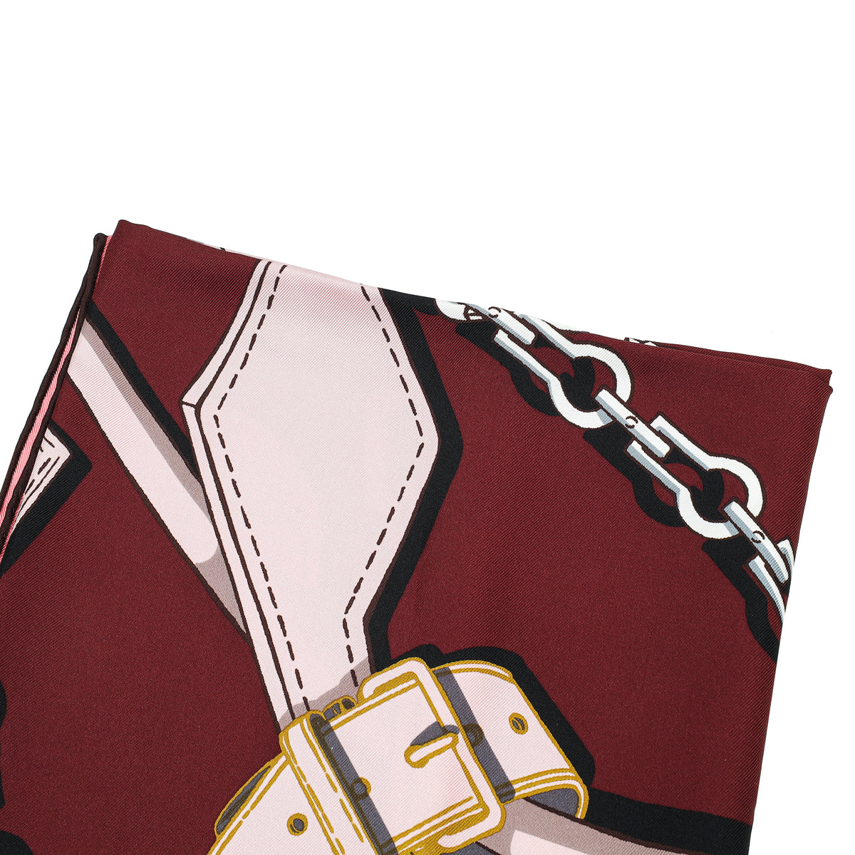 Louis Vuitton Burgundy Multicolor Belt Chain Handle Print Square Scarf