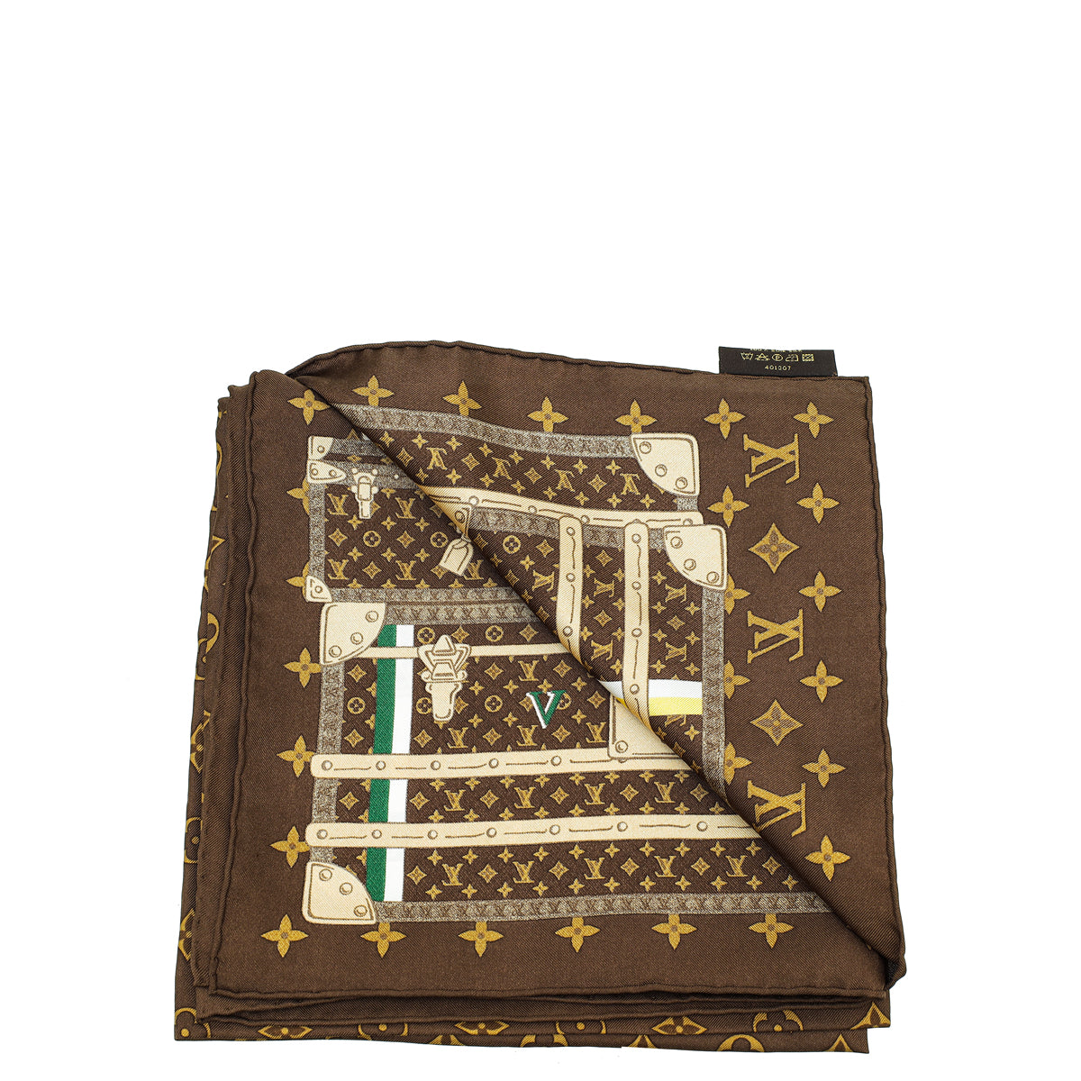 Louis Vuitton Brown Monogram Trunks Print Square Scarf