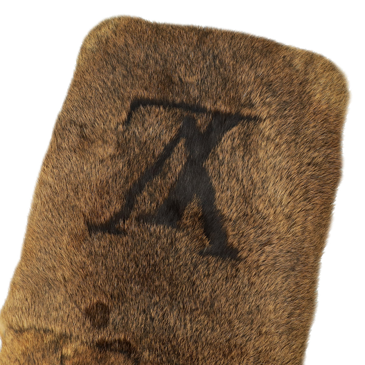 Louis Vuitton Brown Logo Rex en Lapin Fur Scarf