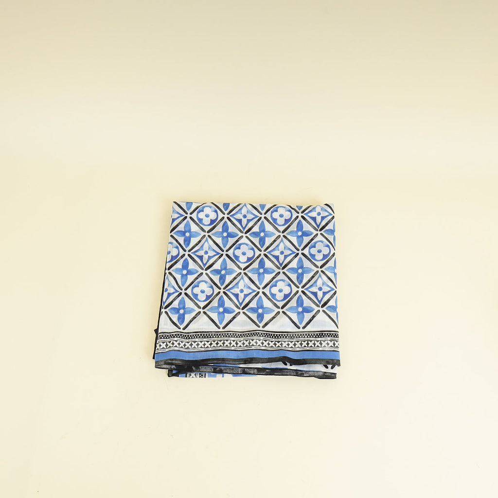 Louis Vuitton Blue Multicolor By The Pool Cotton Shawl