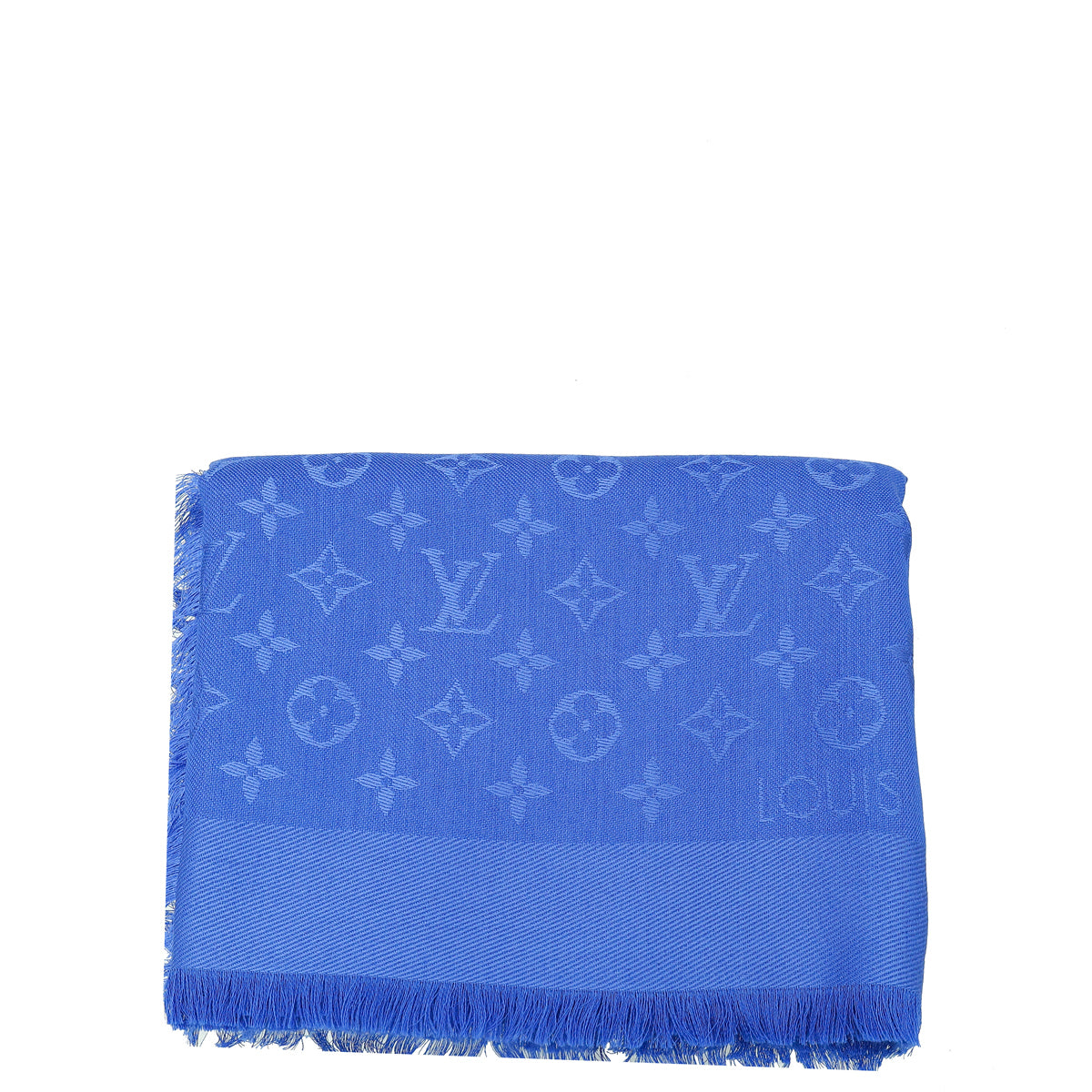 Louis Vuitton Electric Blue Monogram Classic Wool Silk Shawl