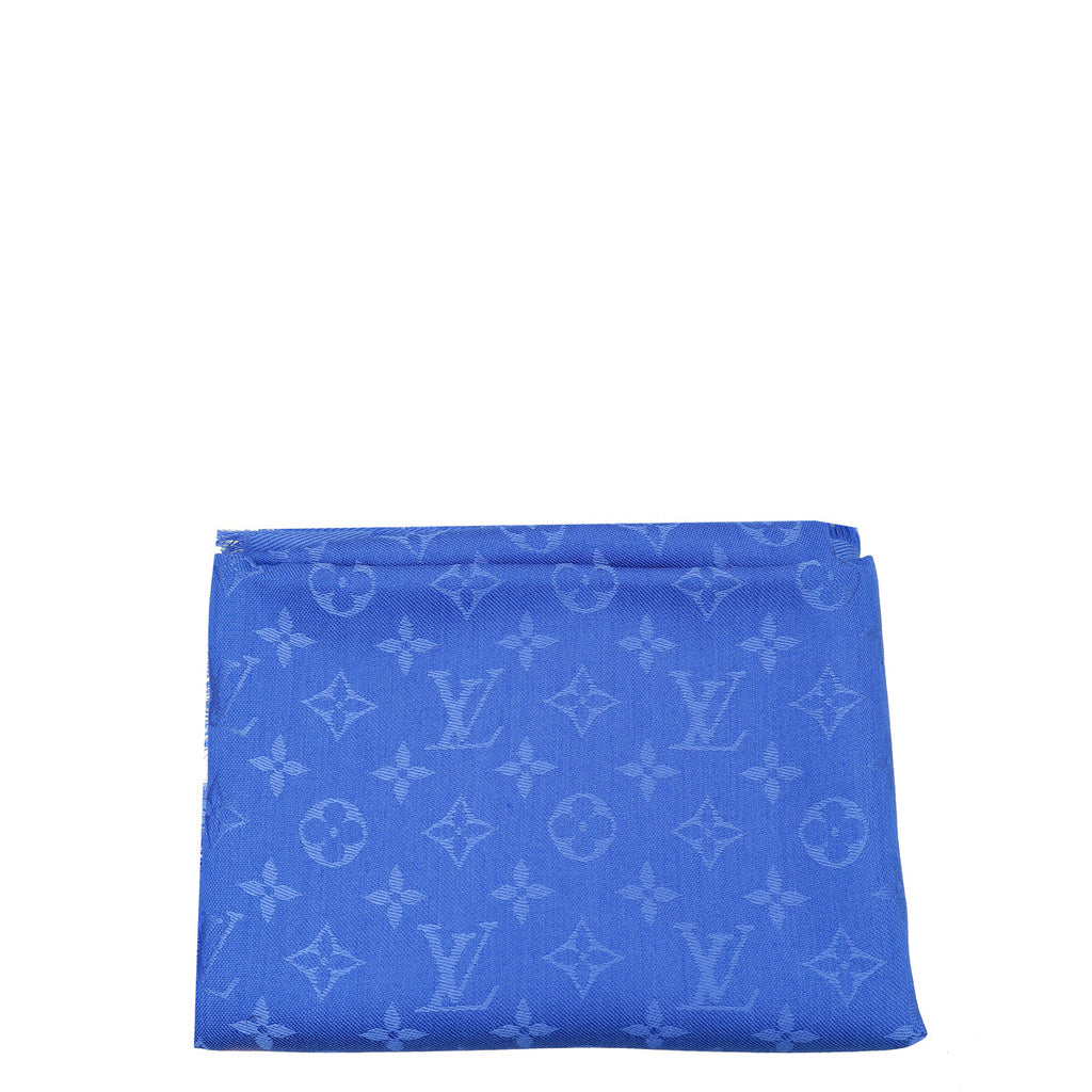 Louis Vuitton Electric Blue Monogram Classic Wool Silk Shawl