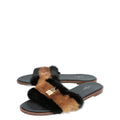 Louis Vuitton Bicolor Lock It Mink Fur Flat Sandal 40