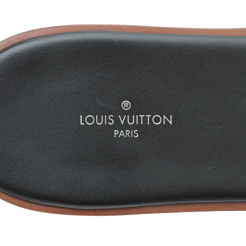 Louis Vuitton Bicolor Lock It Mink Fur Flat Sandal 40