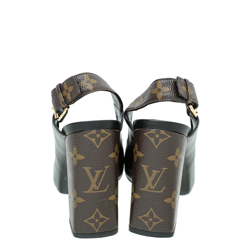 Louis Vuitton Monogram Black Matchmake Slingback Pump 39