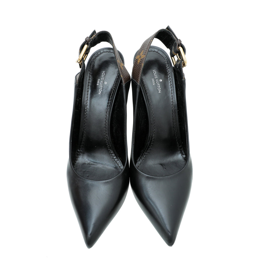 Louis Vuitton Monogram Black Matchmake Slingback Pump 39