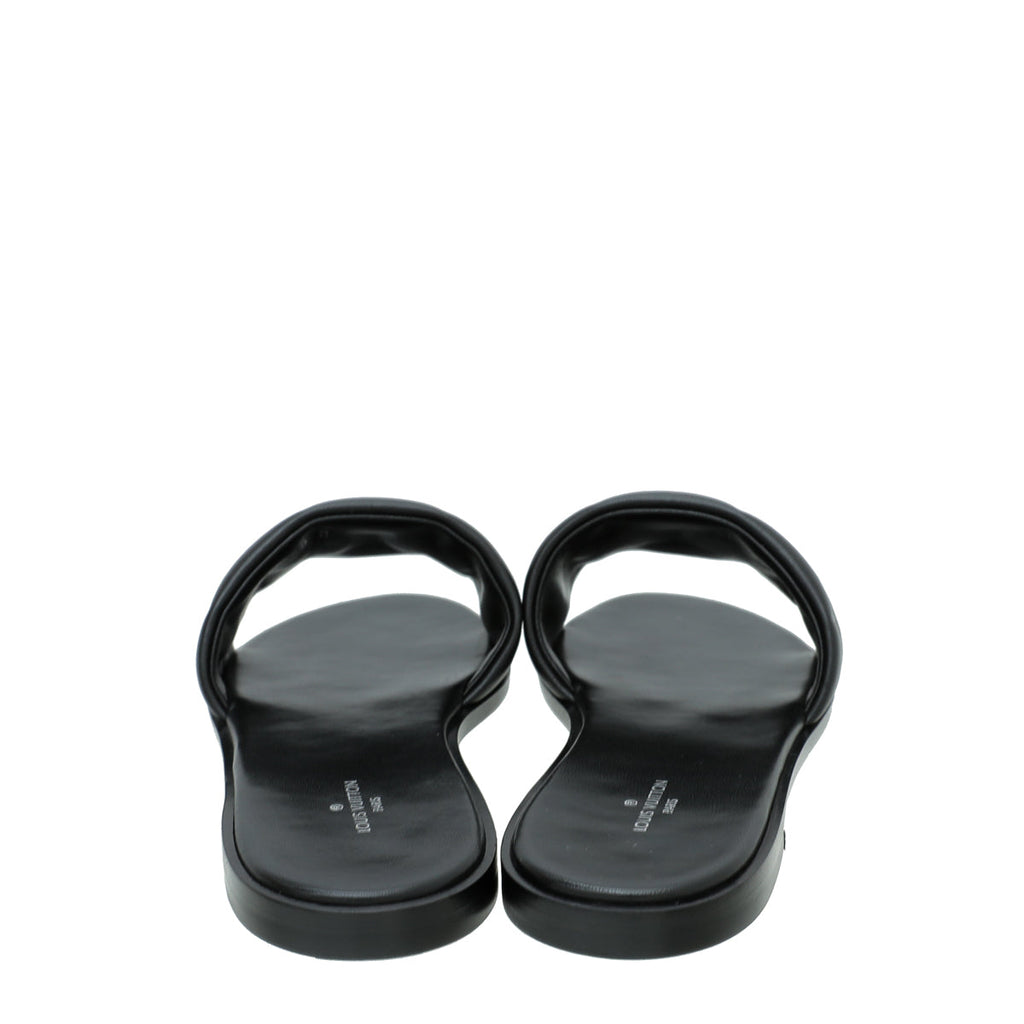 Louis Vuitton Black Monogram Embossed Revival Flat Mules 38