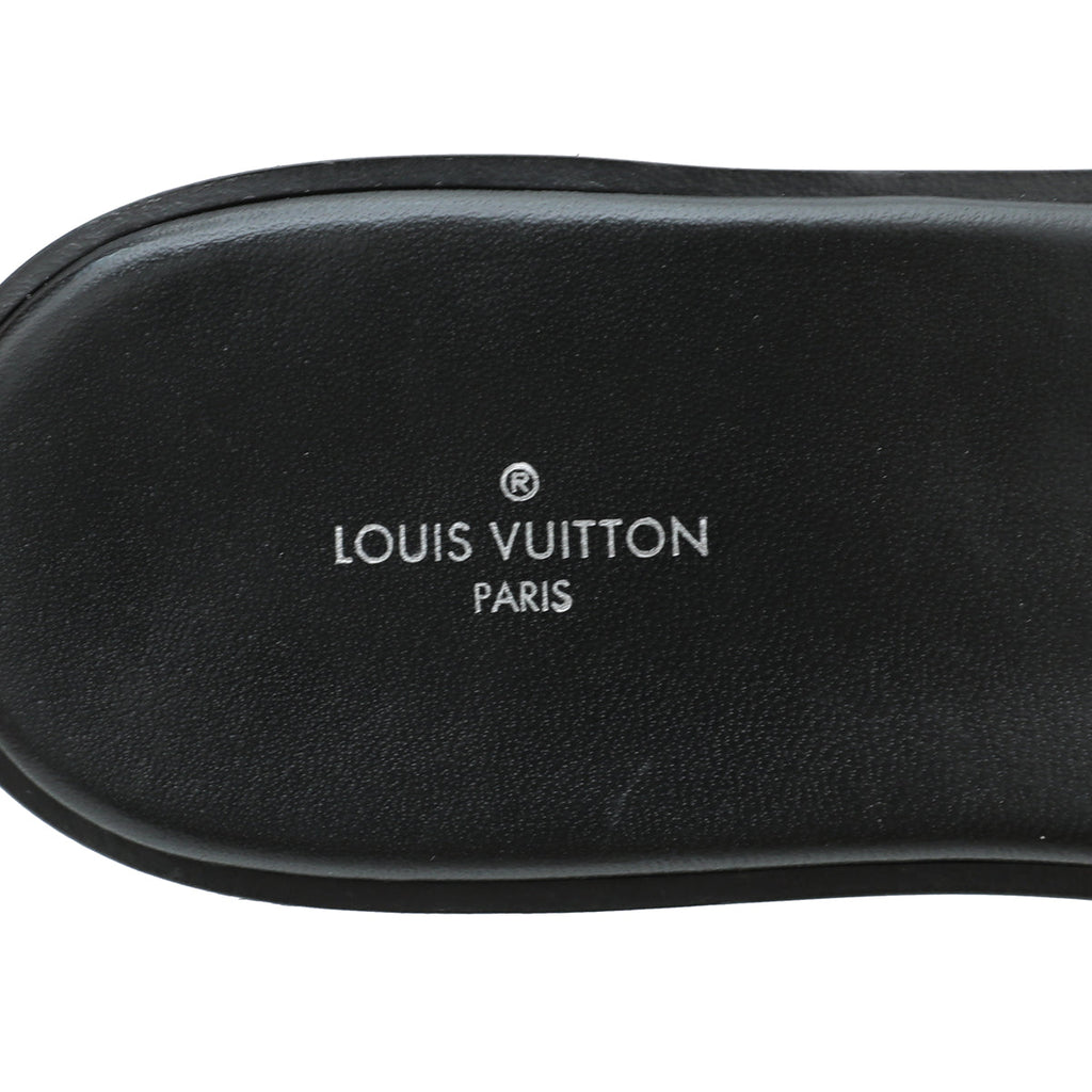 Louis Vuitton Black Monogram Embossed Revival Flat Mules 38