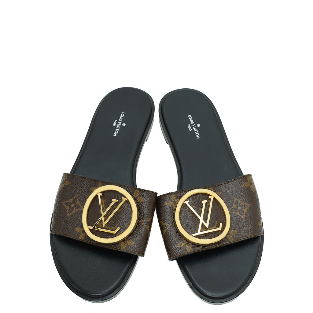 Louis Vuitton Monogram Lock It Flat Mules 37