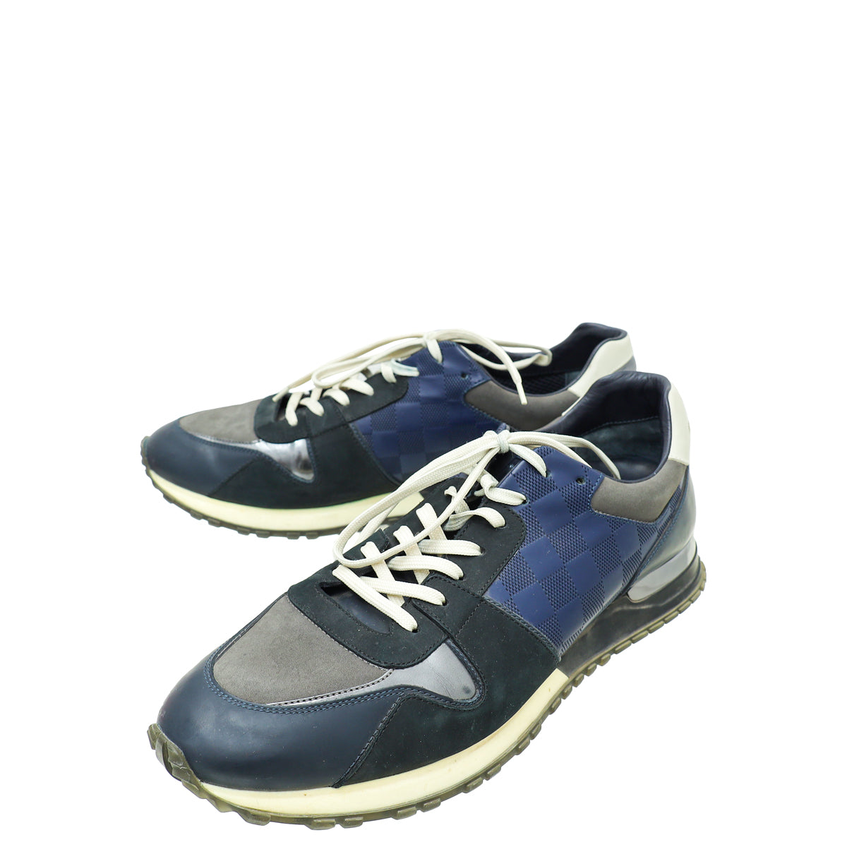 Louis Vuitton Navy Blue Damier Run Away Sneakers 9.5