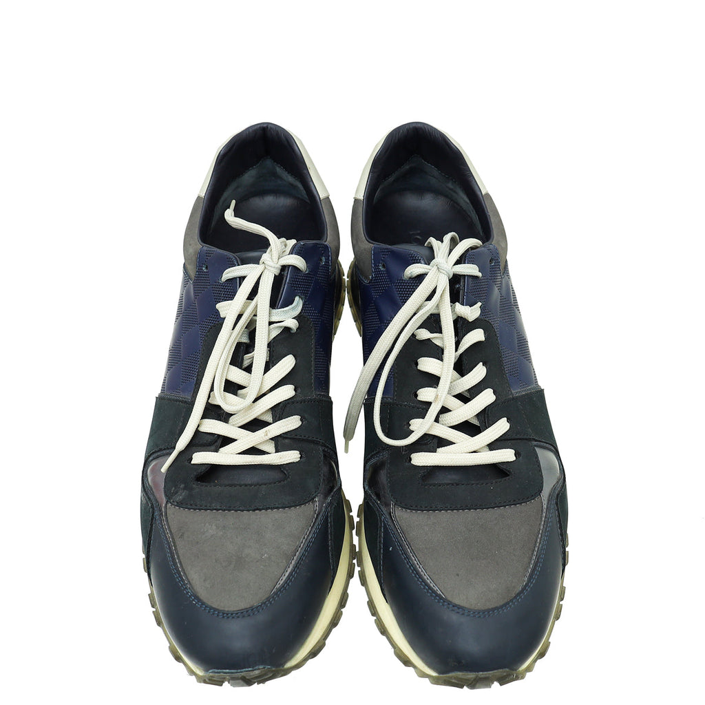 Louis Vuitton Navy Blue Damier Run Away Sneakers 9.5