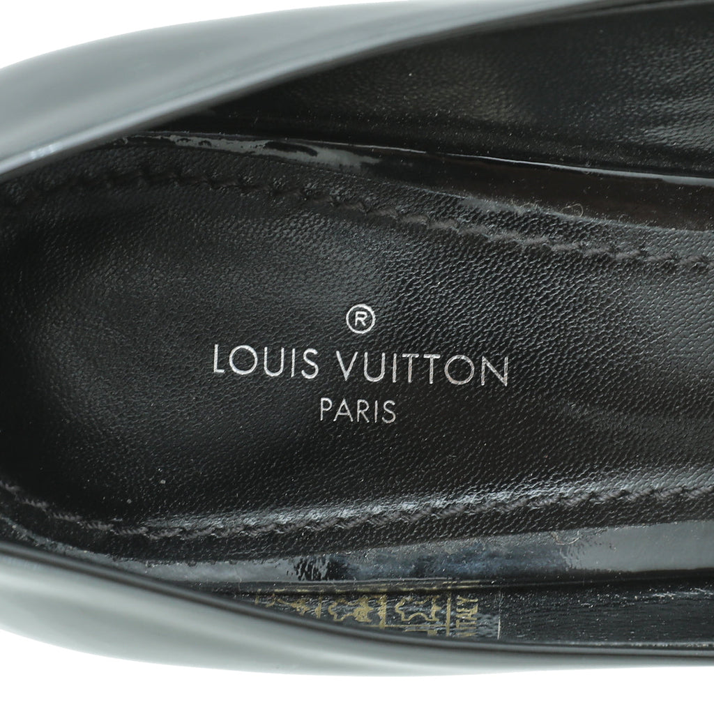 Louis Vuitton Black Peep Toe Logo Pump 39