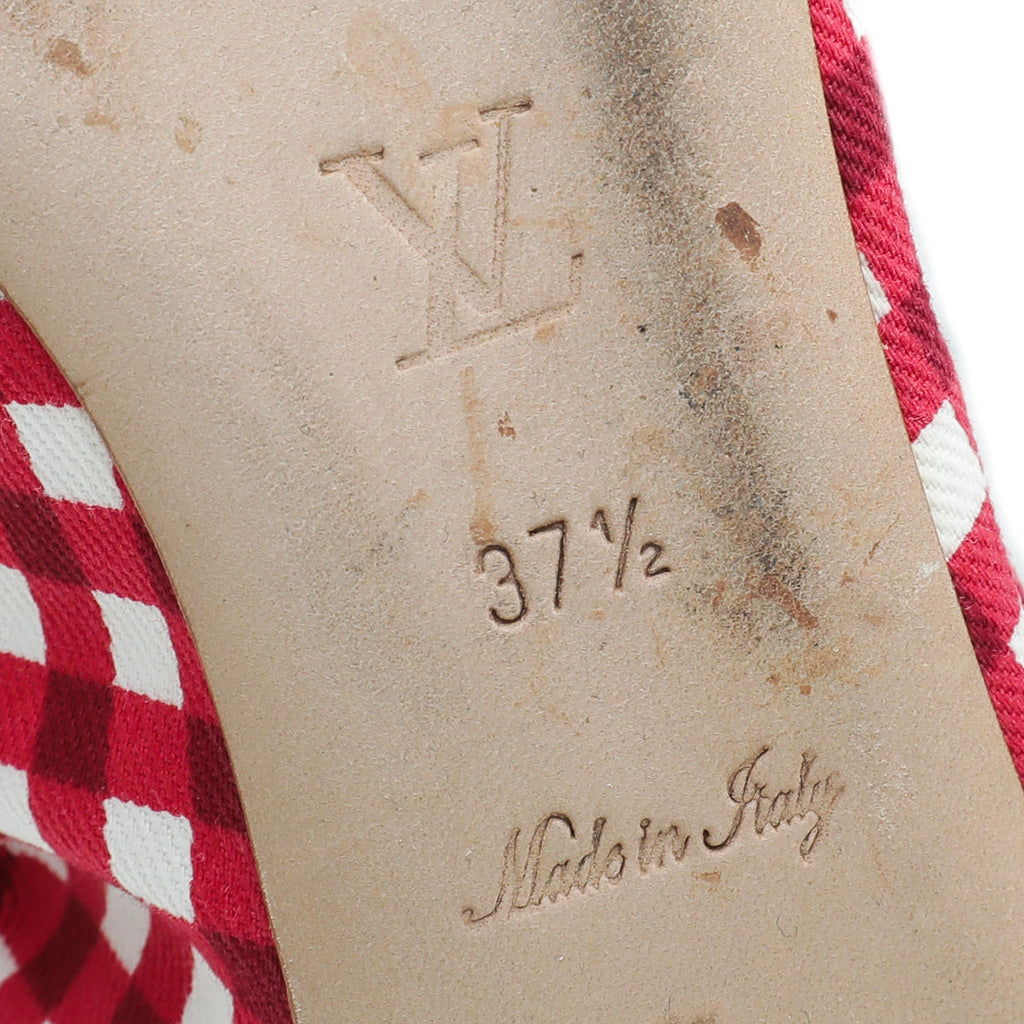LV Red Gingham Bow Flat Ballerina