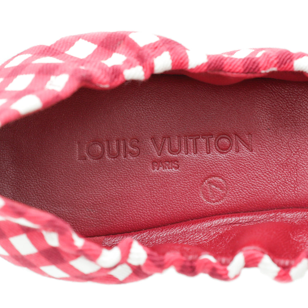 LV Red Gingham Bow Flat Ballerina