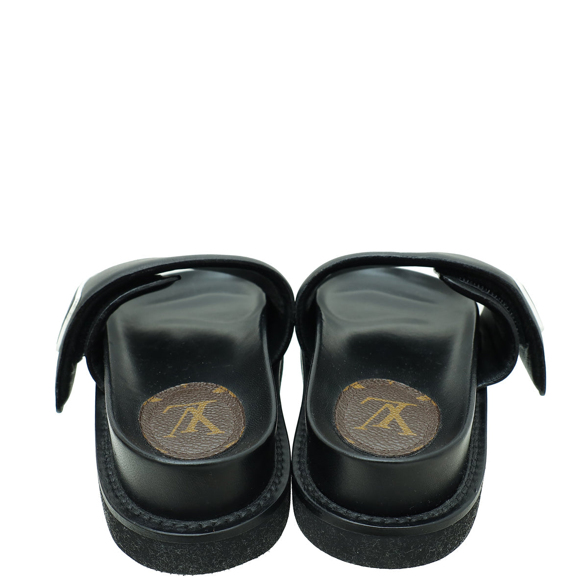 Louis Vuitton Black Flat Slides Mules 36