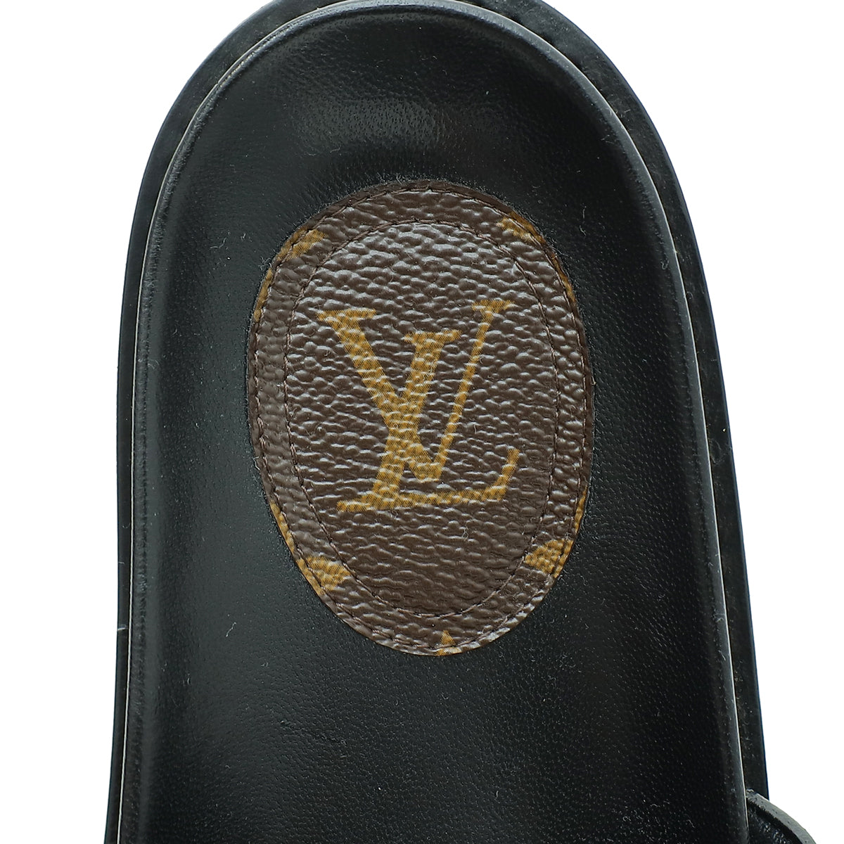 Louis Vuitton Black Flat Slides Mules 36