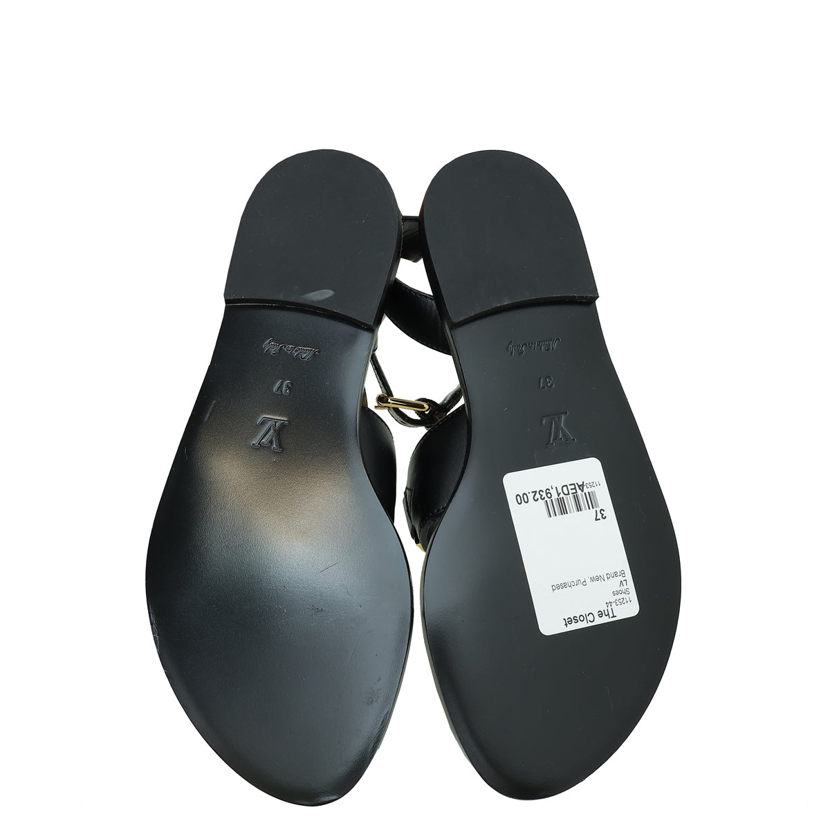 Louis Vuitton Monogram Black Academy Flat Sandal 37