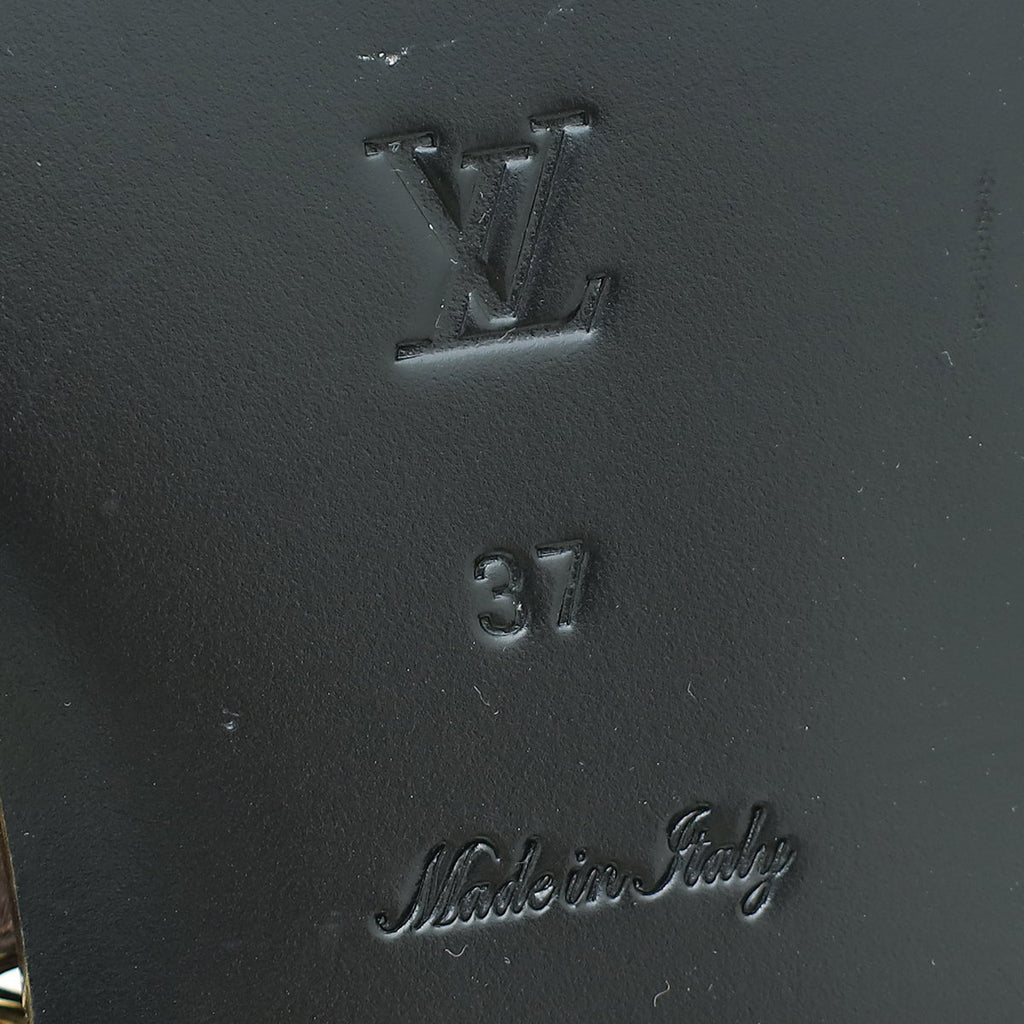 Louis Vuitton Monogram Black Academy Flat Sandal 37