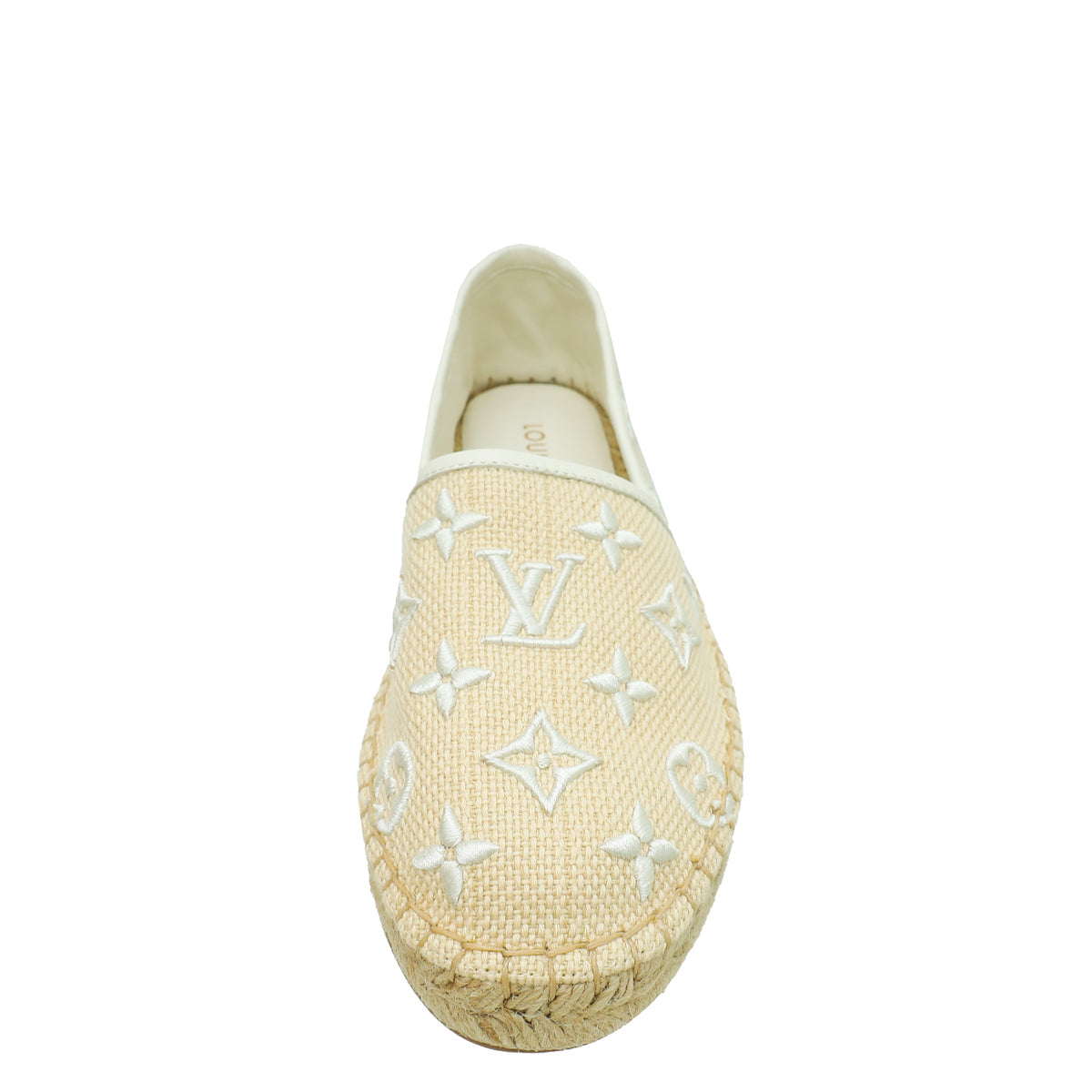 Louis Vuitton Bicolor Monogram-Embroidered Cotton Starboard Flat Espadrille 38