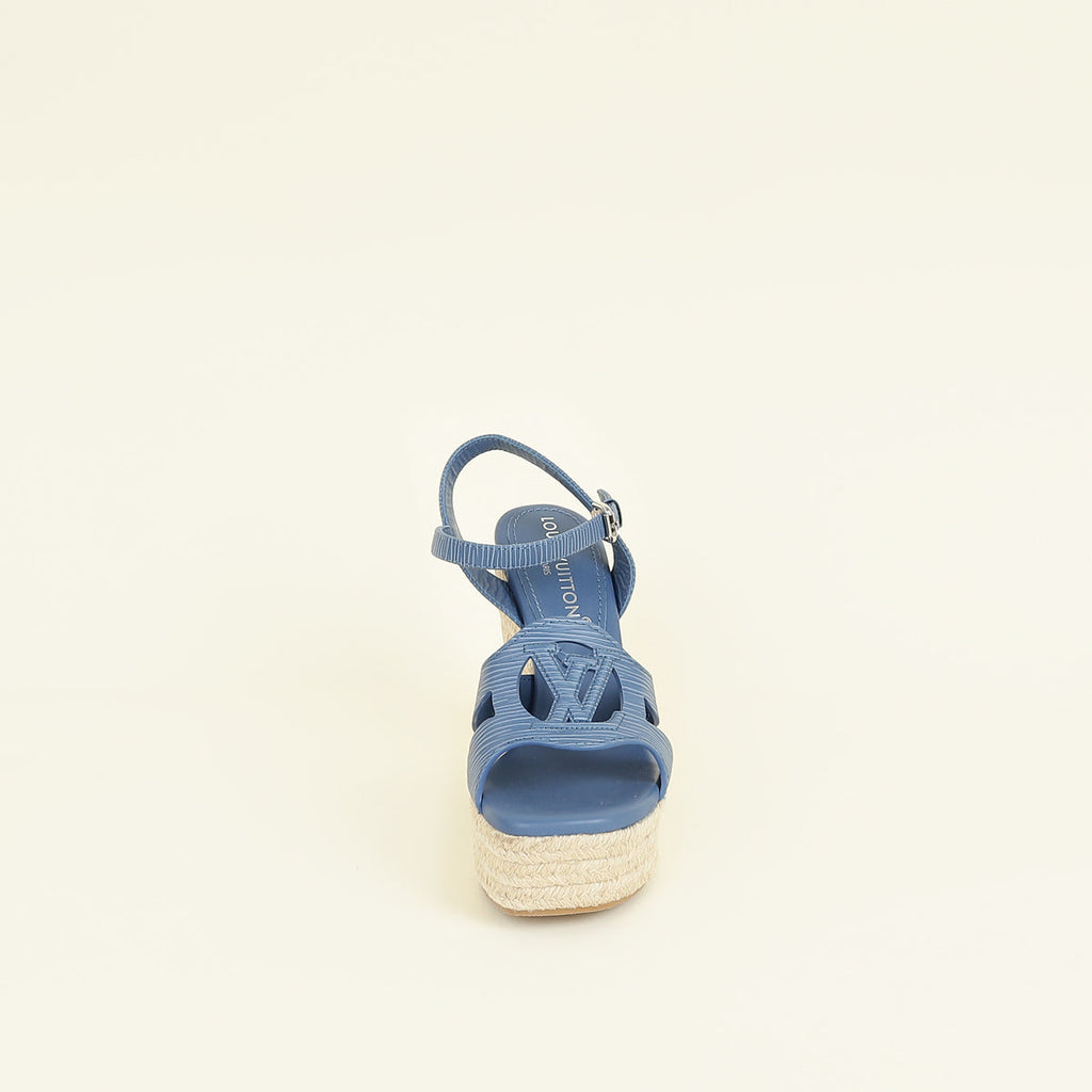 Louis Vuitton Dark Blue Isola Wedge Espadrille Sandal 38