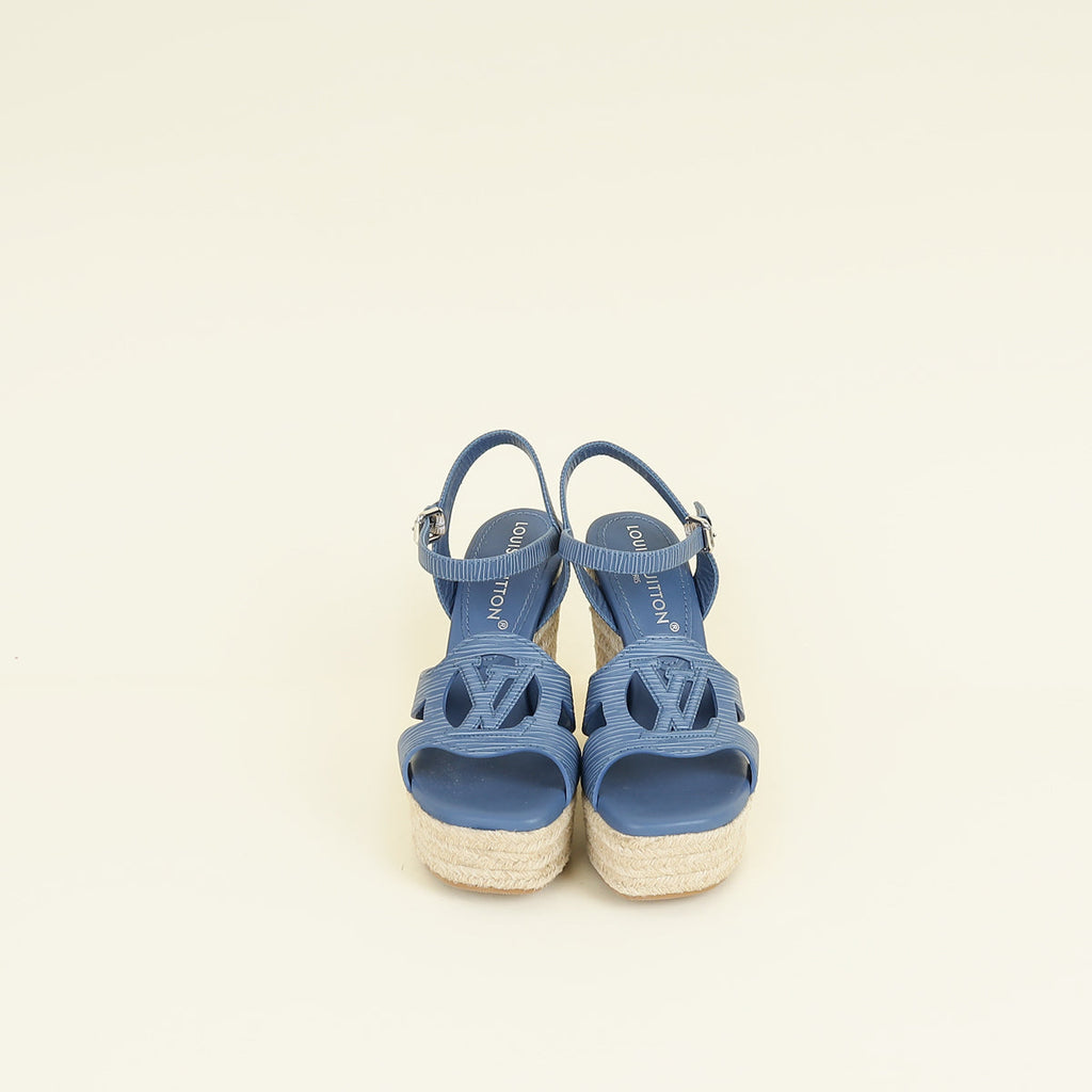 Louis Vuitton Dark Blue Isola Wedge Espadrille Sandal 38
