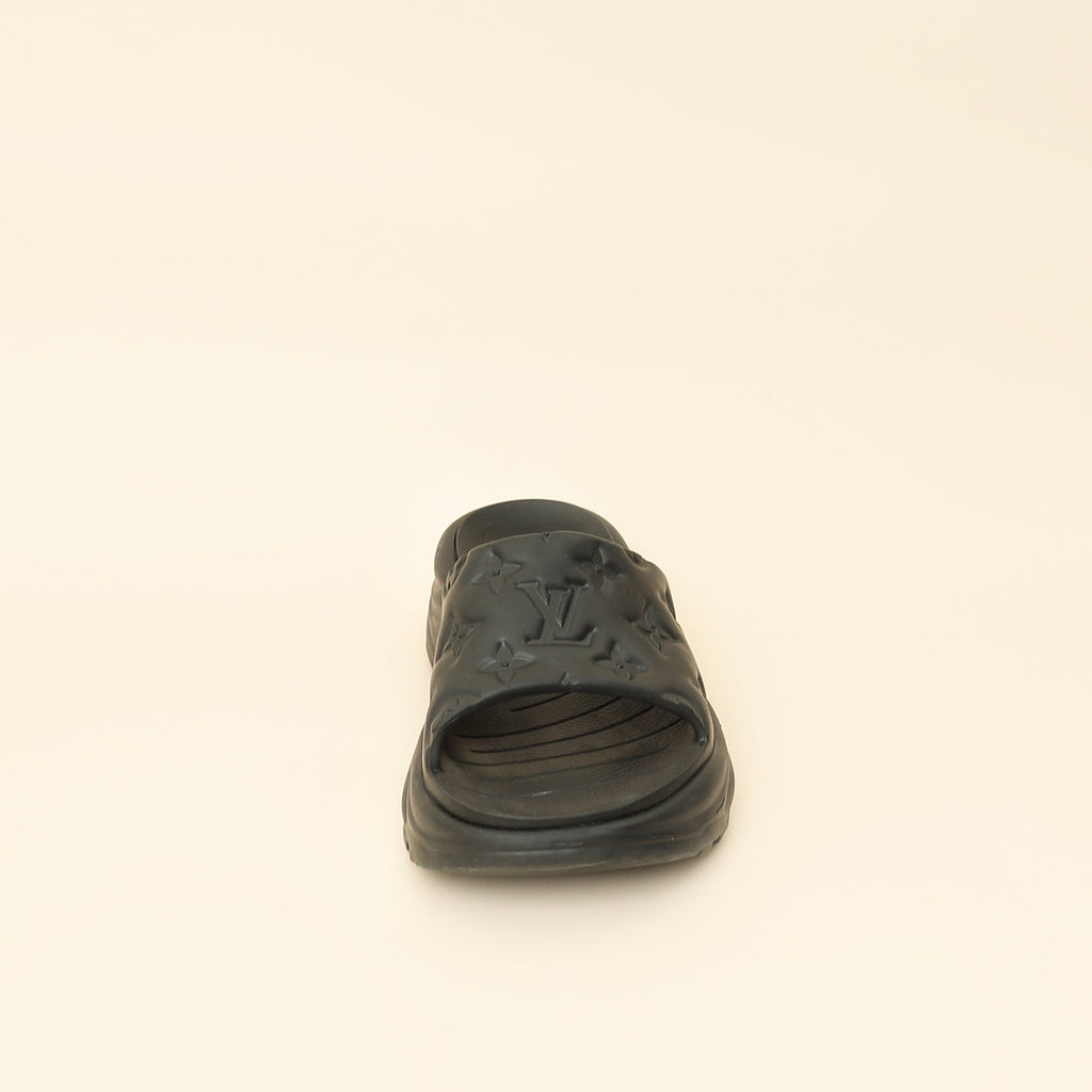 Louis Vuitton Black Monogram Embossed Pool 55 Flat Comfort Mule 36