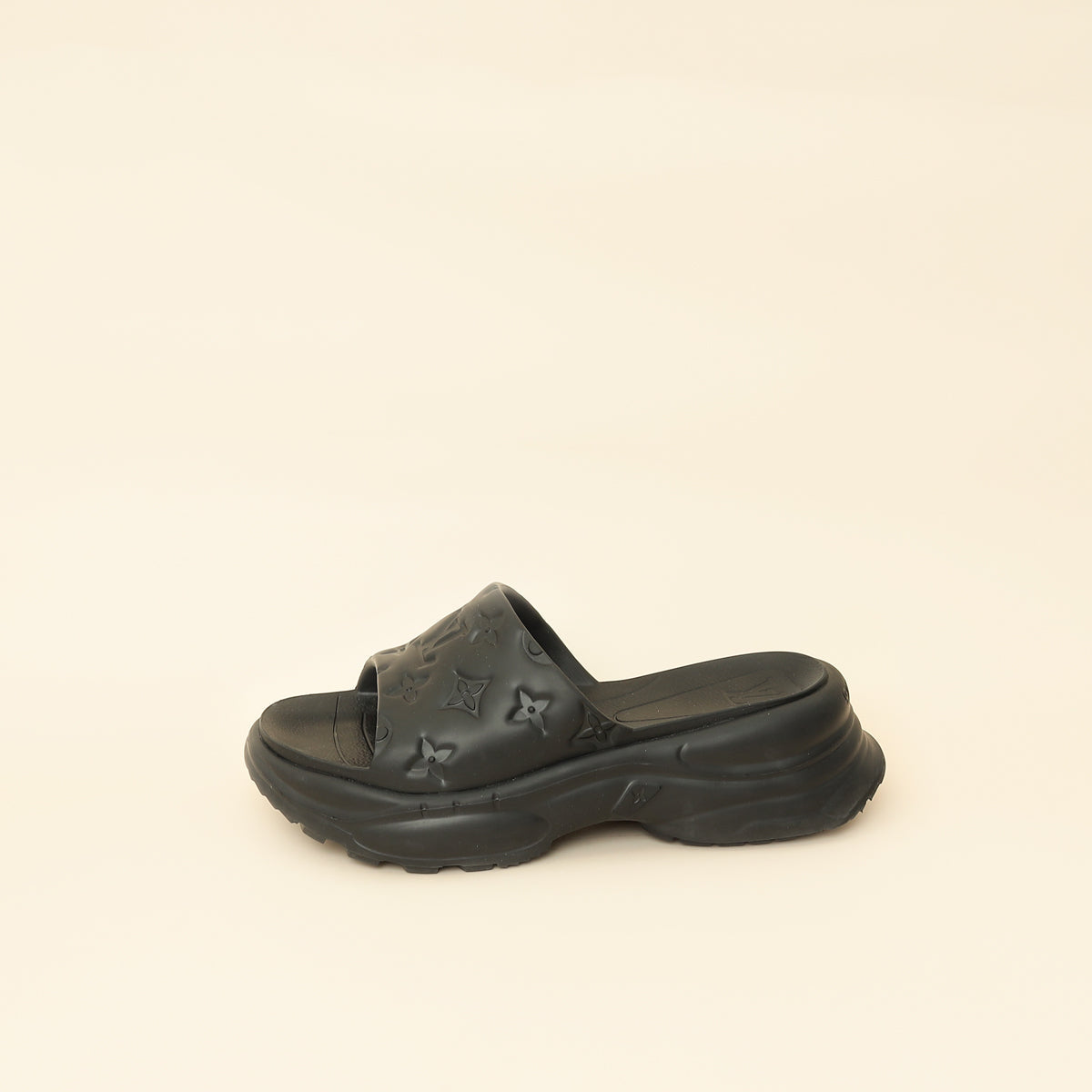 Louis Vuitton Black Monogram Embossed Pool 55 Flat Comfort Mule 36