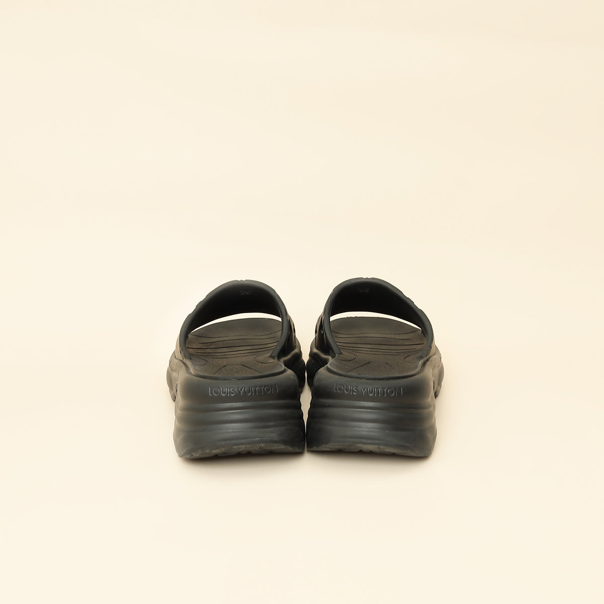 Louis Vuitton Black Monogram Embossed Pool 55 Flat Comfort Mule 36